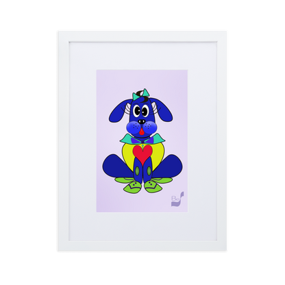 Love Pup 2 Blue BeSculpt with Matboard Framed