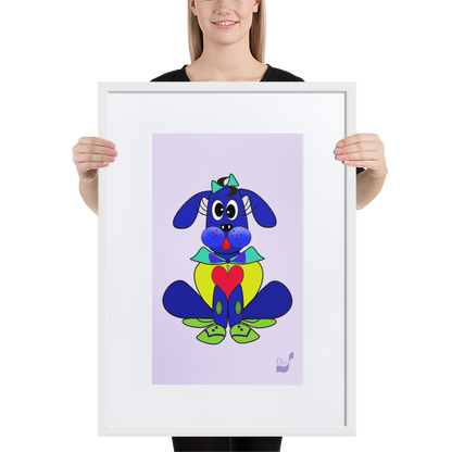 Love Pup 2 Blue BeSculpt with Matboard Framed