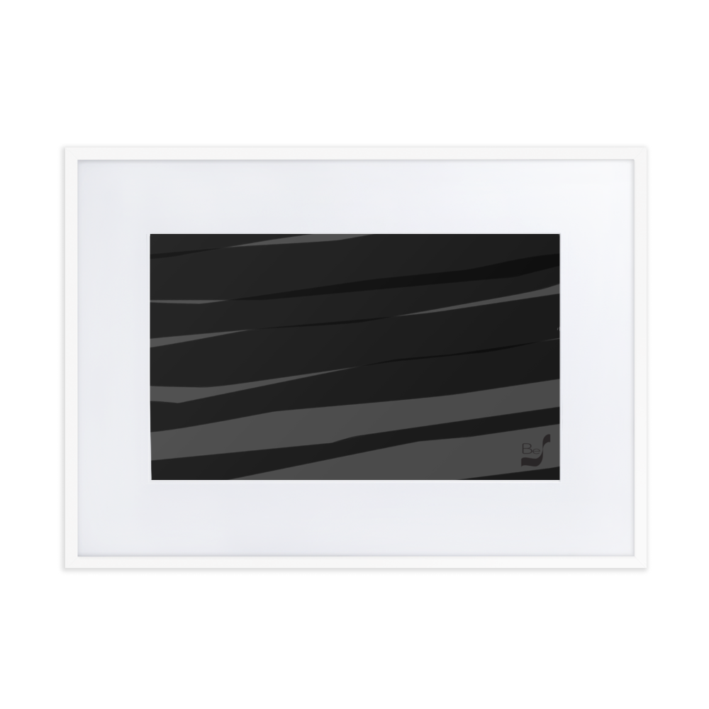 Black H Stripes BeSculpt Abstract Art with Matboard Framed