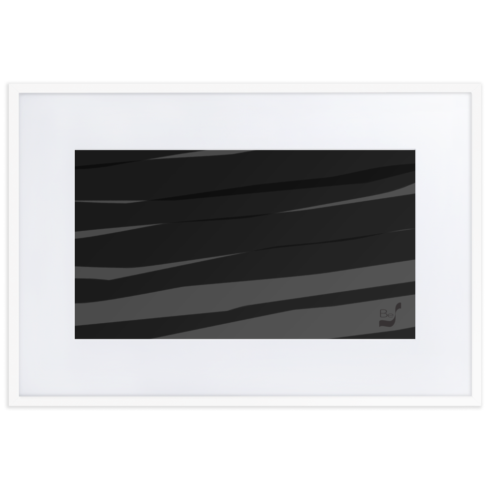 Black H Stripes BeSculpt Abstract Art with Matboard Framed