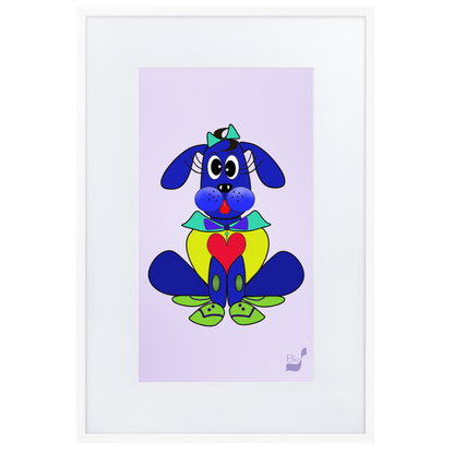 Love Pup 2 Blue BeSculpt with Matboard Framed