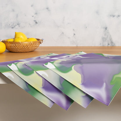 Ribbons Green BeSculpt Abstract Art Lavender Placemat Set of 4