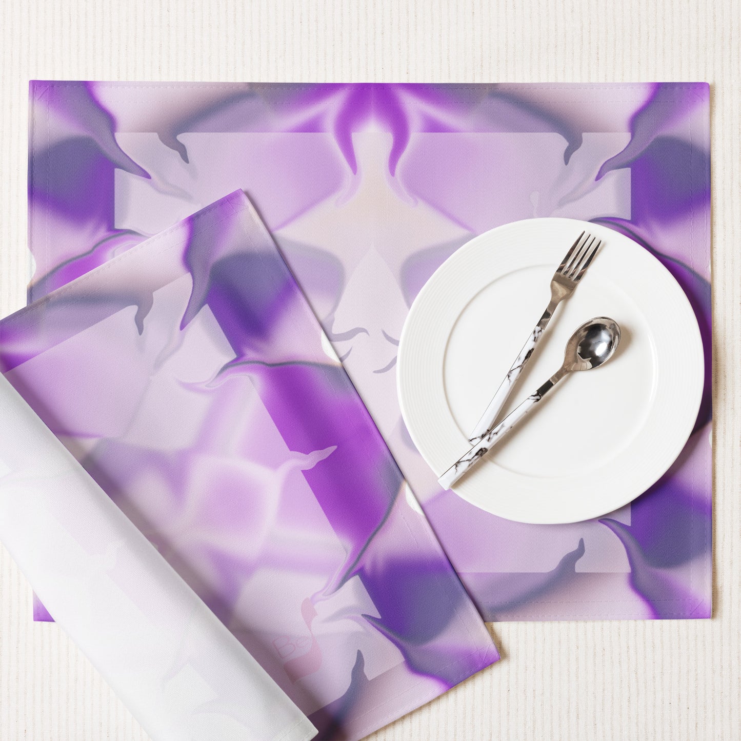 Ribbons Purple BeSculpt Abstract Art Kaleidoscope Summer Sky Placemat Set of 4