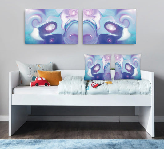 Space Elephant BeSculpt Kids Abstract Wall Art on Canvas Reversed Image