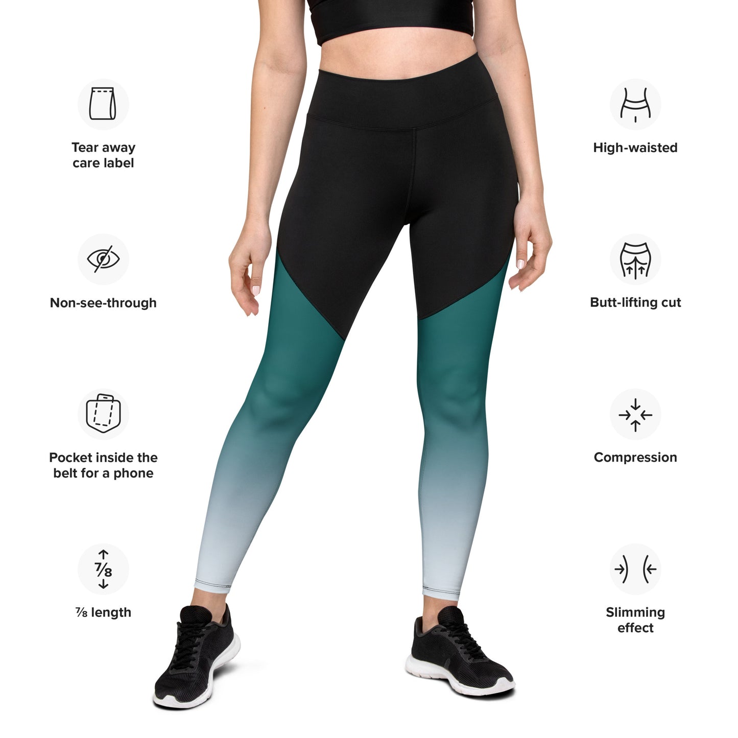 Teal Gradient BeSculpt Women Sports Leggings