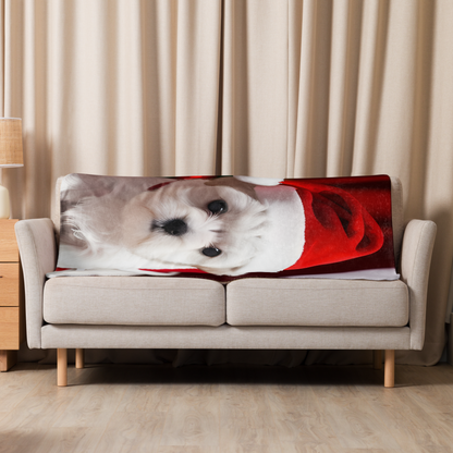 Puppy Holiday BeSculpt Photographic Art Sherpa Throw Blanket