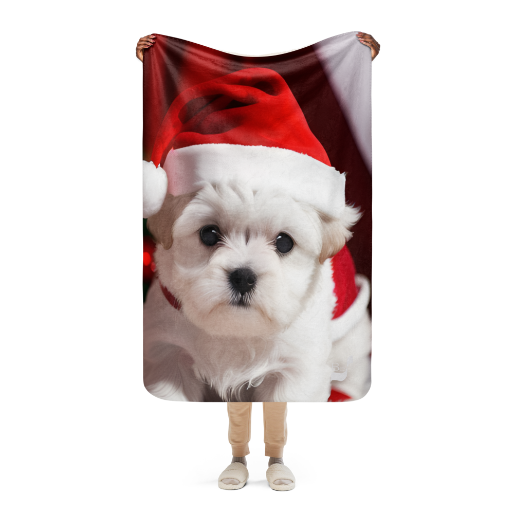 Puppy Holiday BeSculpt Sherpa Throw Blanket