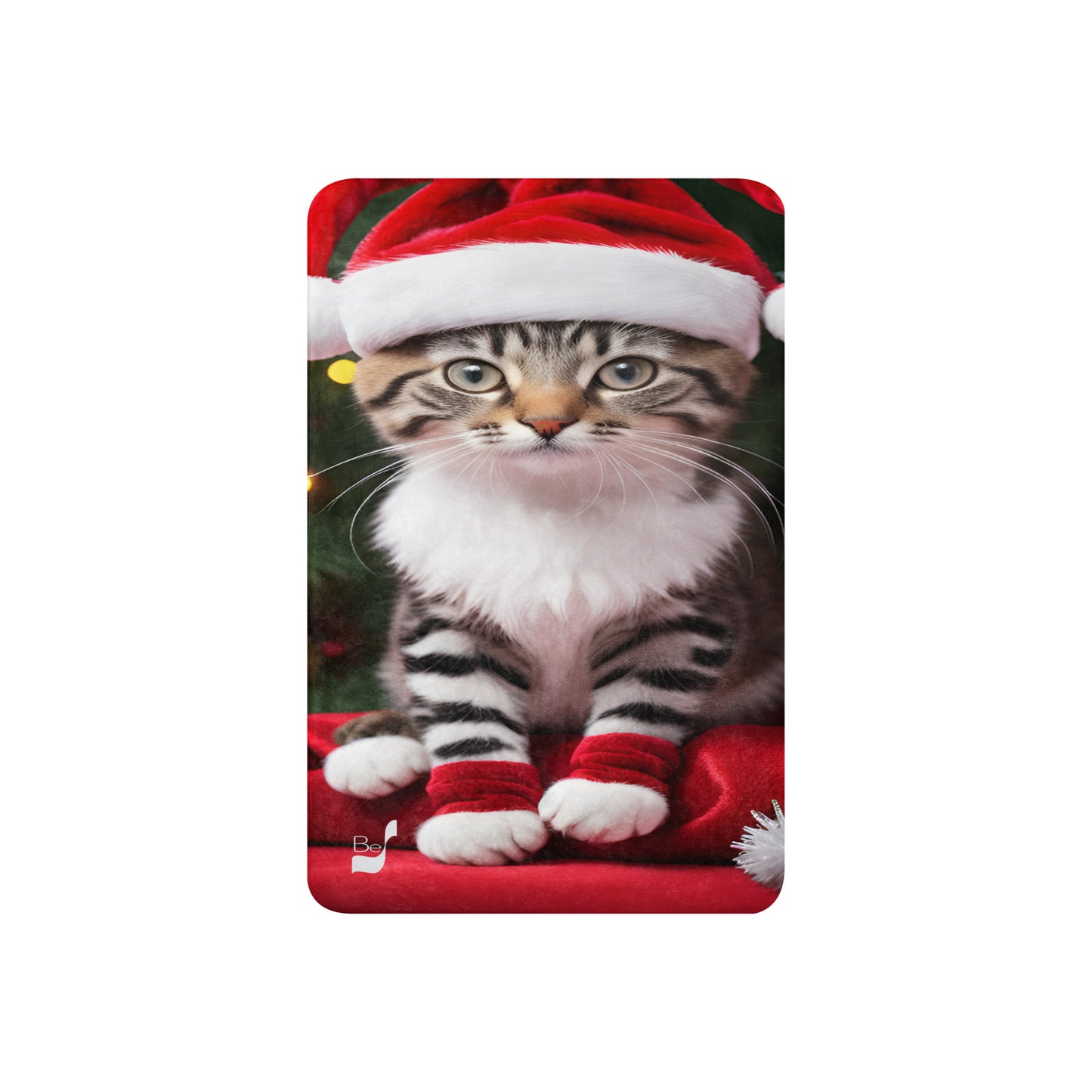 Kitty Claus Santa BeSculpt Photographic Art Sherpa Throw Blanket