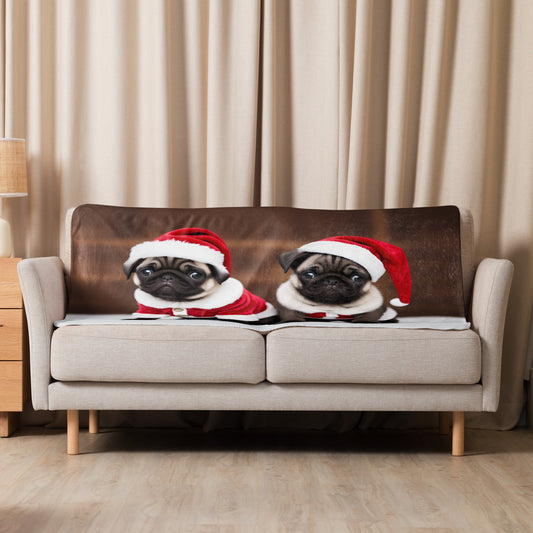 Double Pug Claus BeSculpt Photographic Art Sherpa Throw Blanket