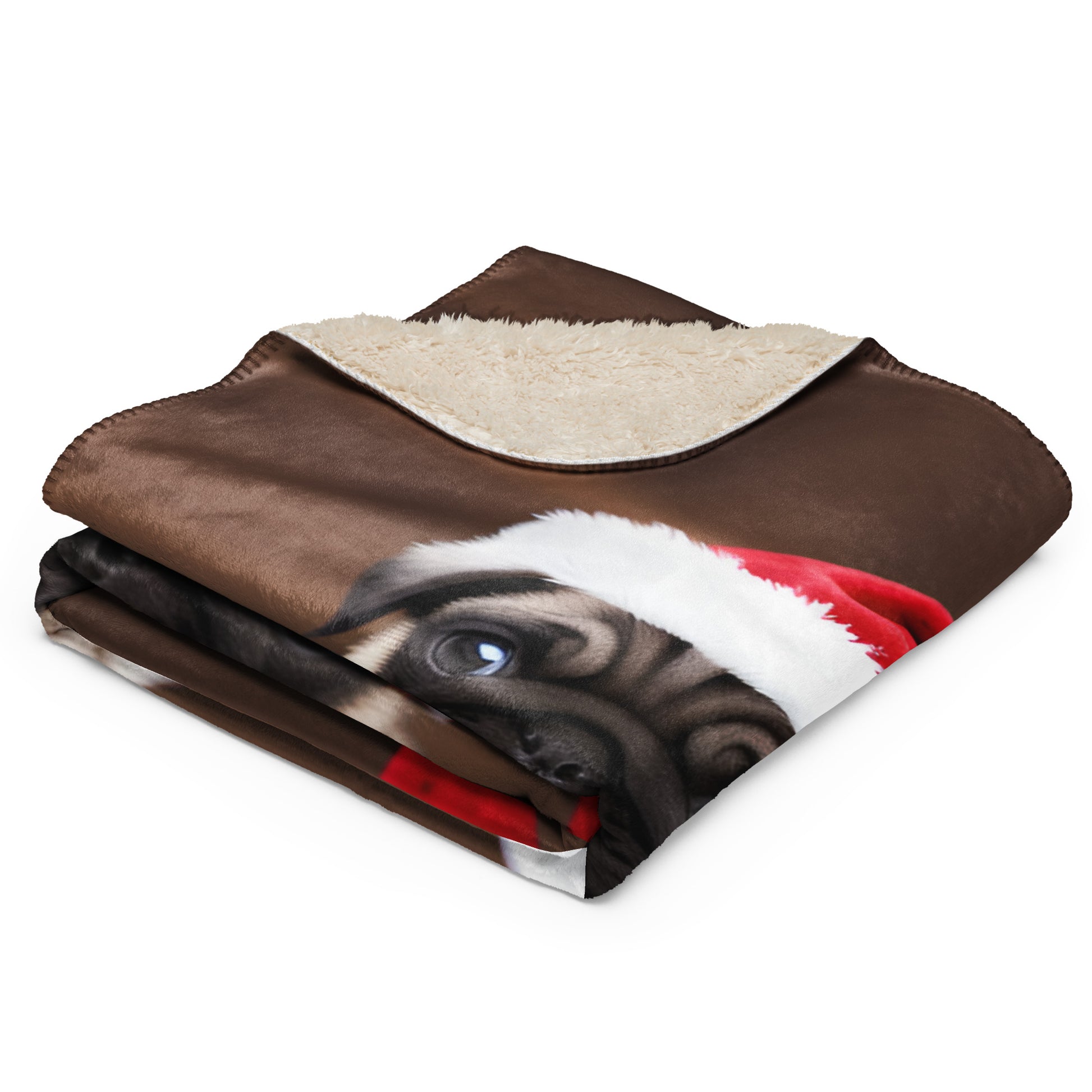 Double Pug Claus BeSculpt Photographic Art Sherpa Throw Blanket