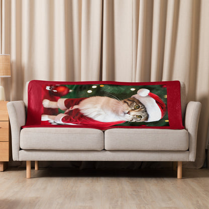 Purrfect Santa Kitty BeSculpt Photographic Art Sherpa Throw Blanket