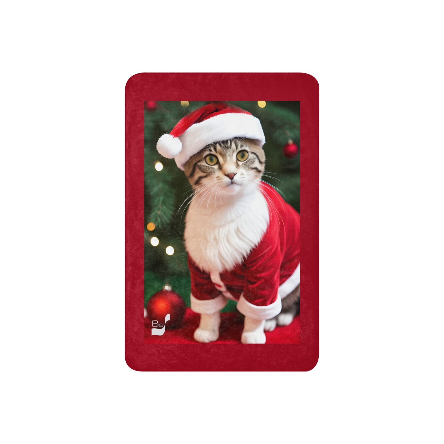 Purrfect Santa Kitty BeSculpt Sherpa Throw Blanket