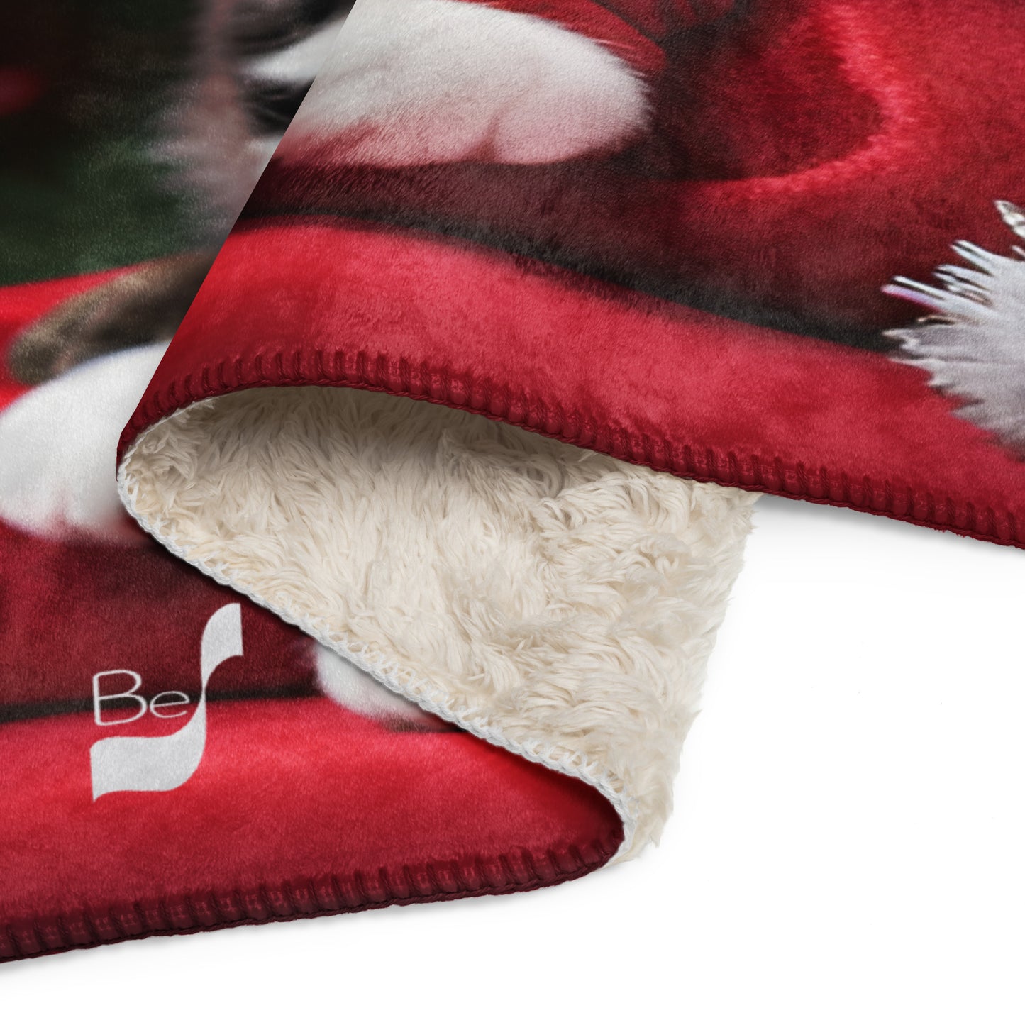 Kitty Claus Santa BeSculpt Photographic Art Sherpa Throw Blanket