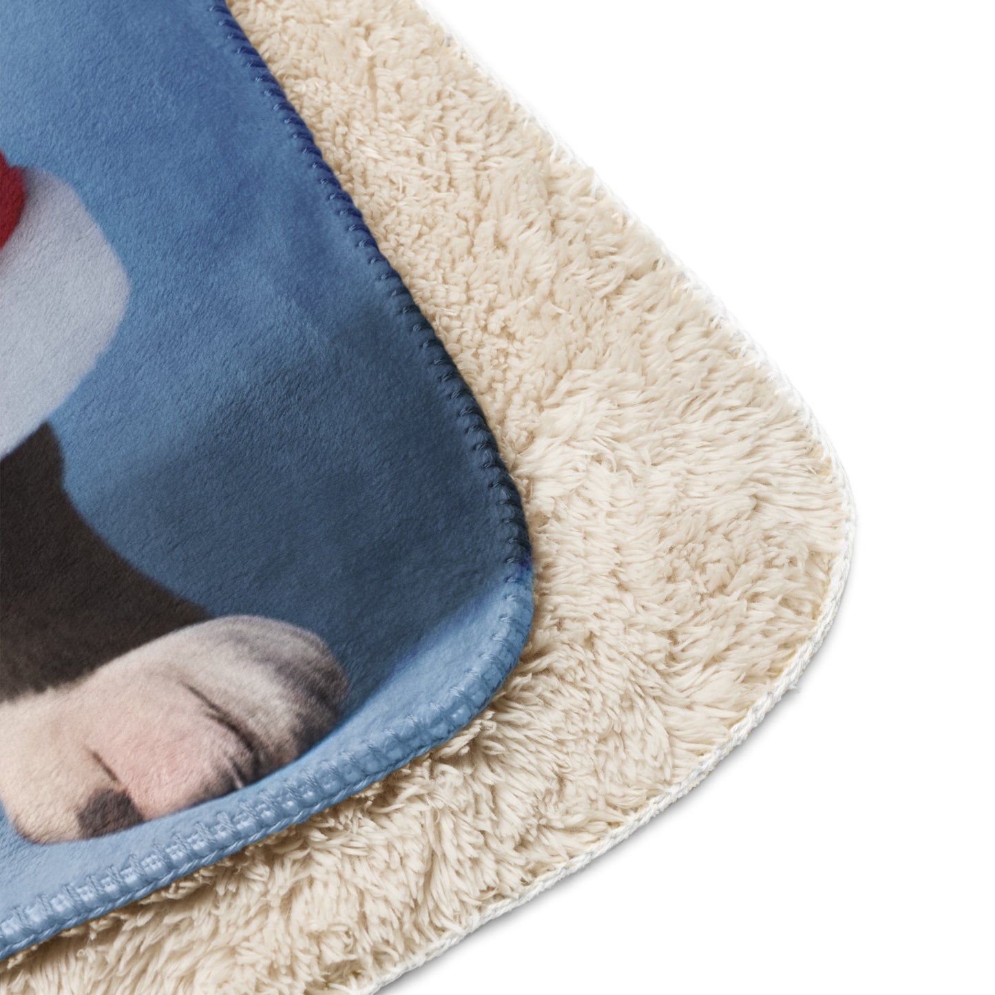 Frenchie Santa Pup BeSculpt Sherpa Throw Blanket