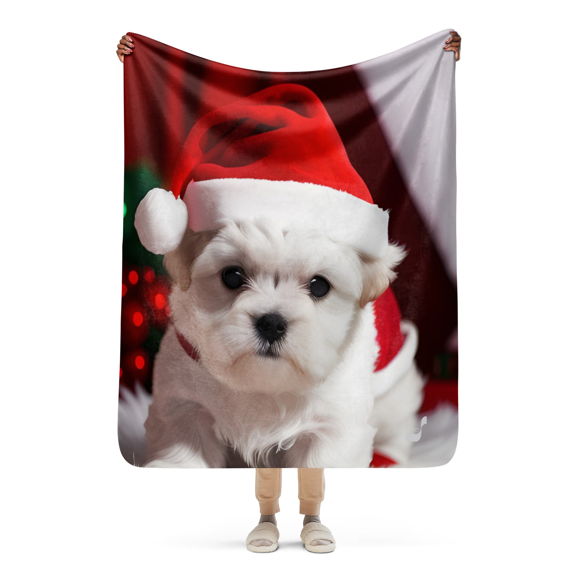 Puppy Holiday BeSculpt Photographic Art Sherpa Throw Blanket