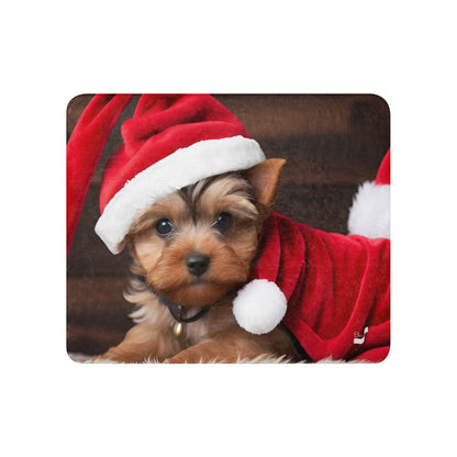 Yuletide Yorkie Santa BeSculpt Sherpa Throw Blanket