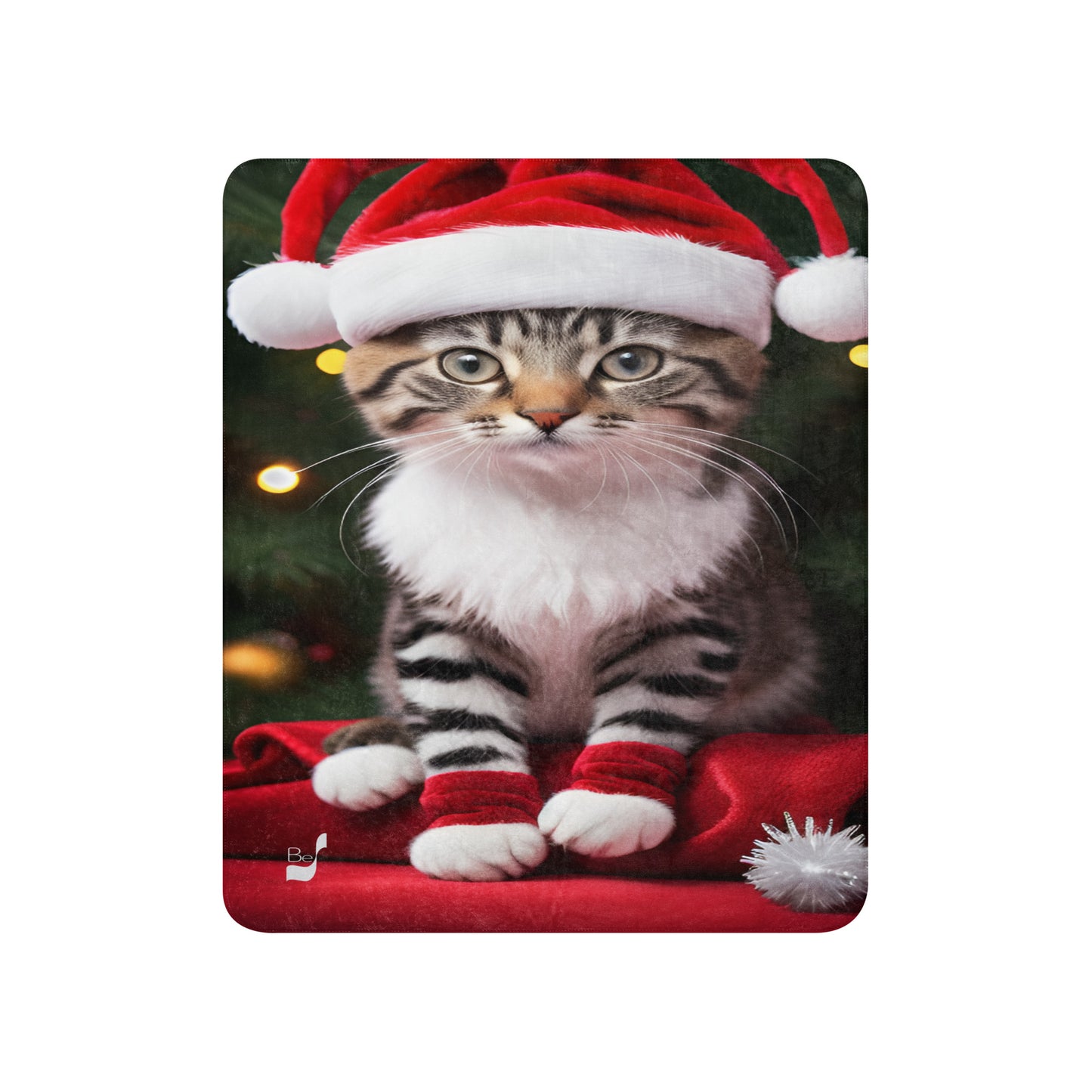 Kitty Claus BeSculpt Sherpa Throw Blanket