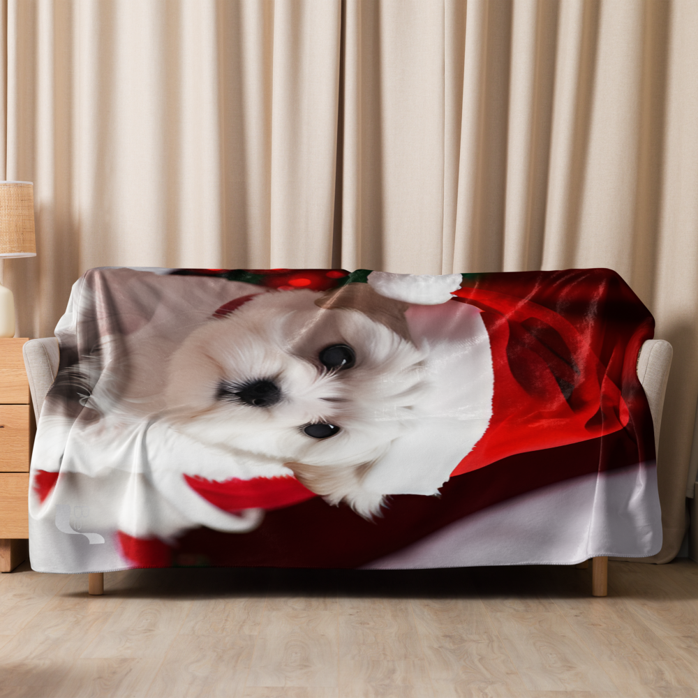 Puppy Holiday BeSculpt Sherpa Throw Blanket