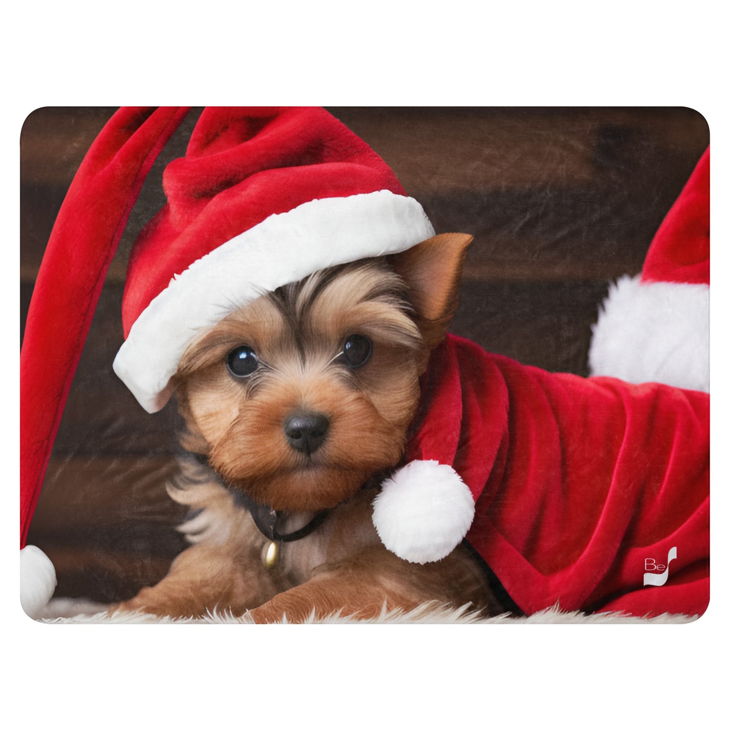 Yuletide Yorkie Santa BeSculpt Sherpa Throw Blanket