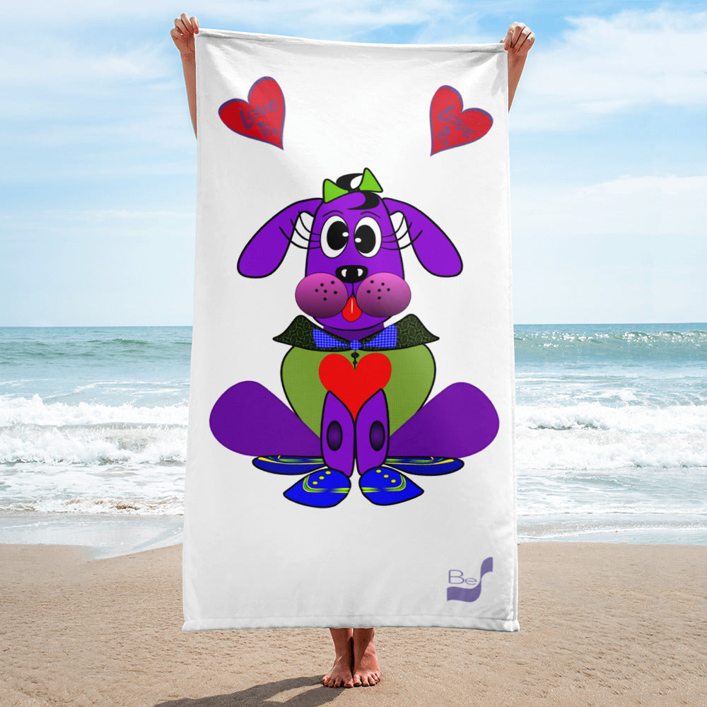 Love Pup 1 Purple BeSculpt Kids Bath/Beach Towel