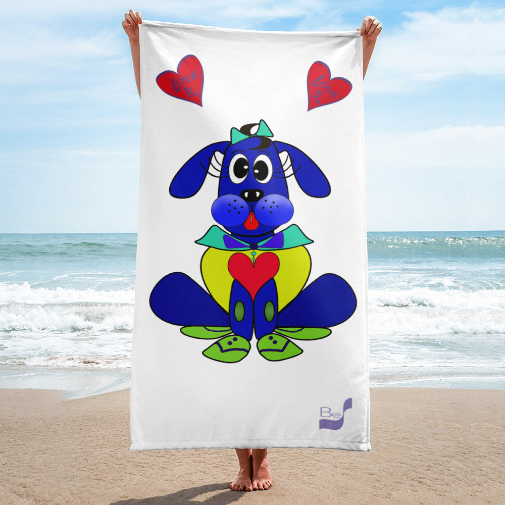 Love Pup 2 Blue BeSculpt Kids Bath/Beach Towel