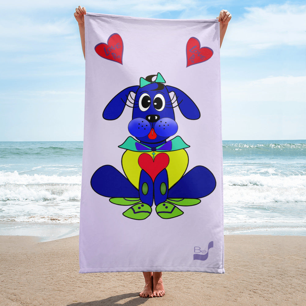 Love Pup 2 Blue BeSculpt Kids Bath/Beach Towel Lavender