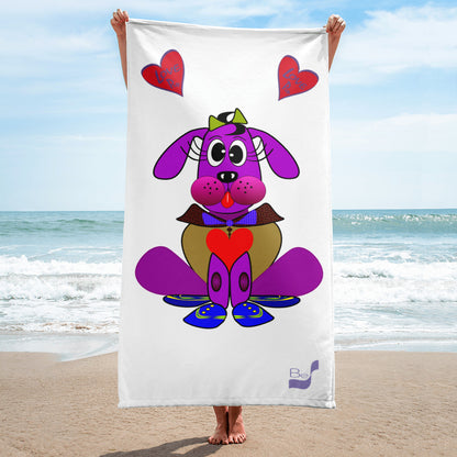 Love Pup 3 Violet BeSculpt Kids Bath/Beach Towel