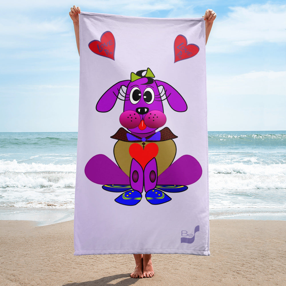 Love Pup 3 Violet BeSculpt Kids Bath/Beach Towel Lavender
