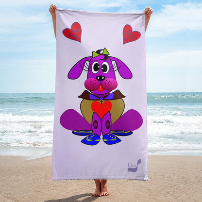 Love Pup 3 Violet BeSculpt Kids Bath/Beach Towel Lavender