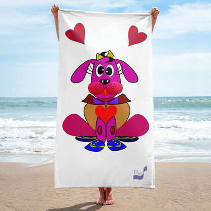 Love Pup 4 Hot Pink BeSculpt Kids Bath/Beach Towel