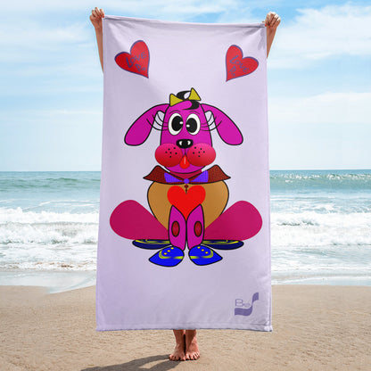 Love Pup 4 Hot Pink BeSculpt Kids Bath/Beach Towel Lavender