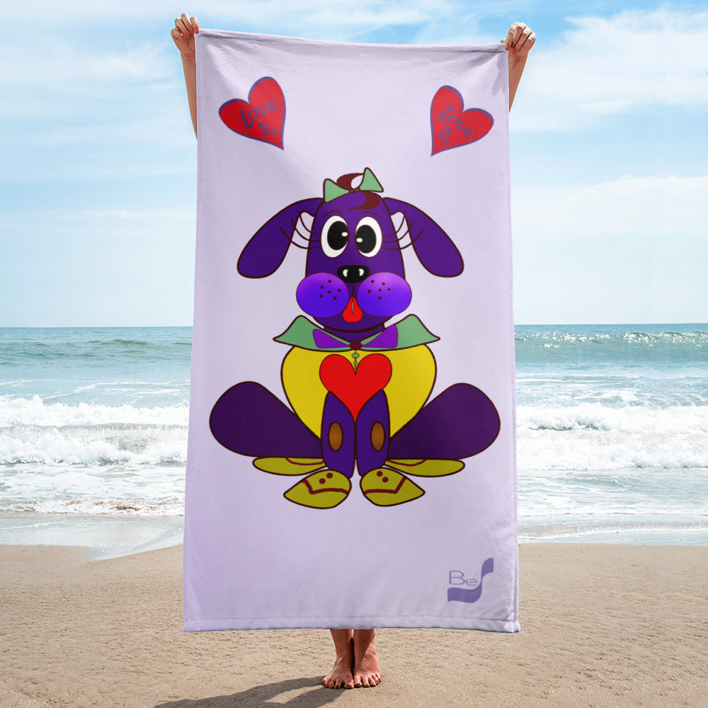 Love Pup 5 Cherry BeSculpt Kids Bath/Beach Towel Lavender