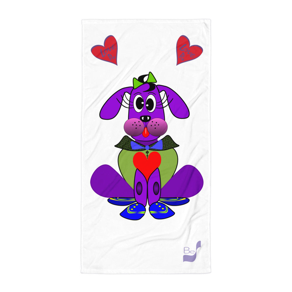 Love Pup 1 Purple BeSculpt Kids Bath/Beach Towel