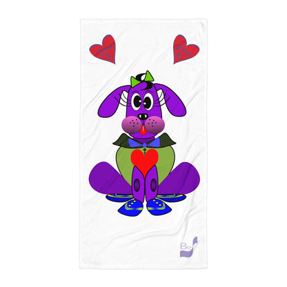 Love Pup 1 Purple BeSculpt Kids Bath/Beach Towel