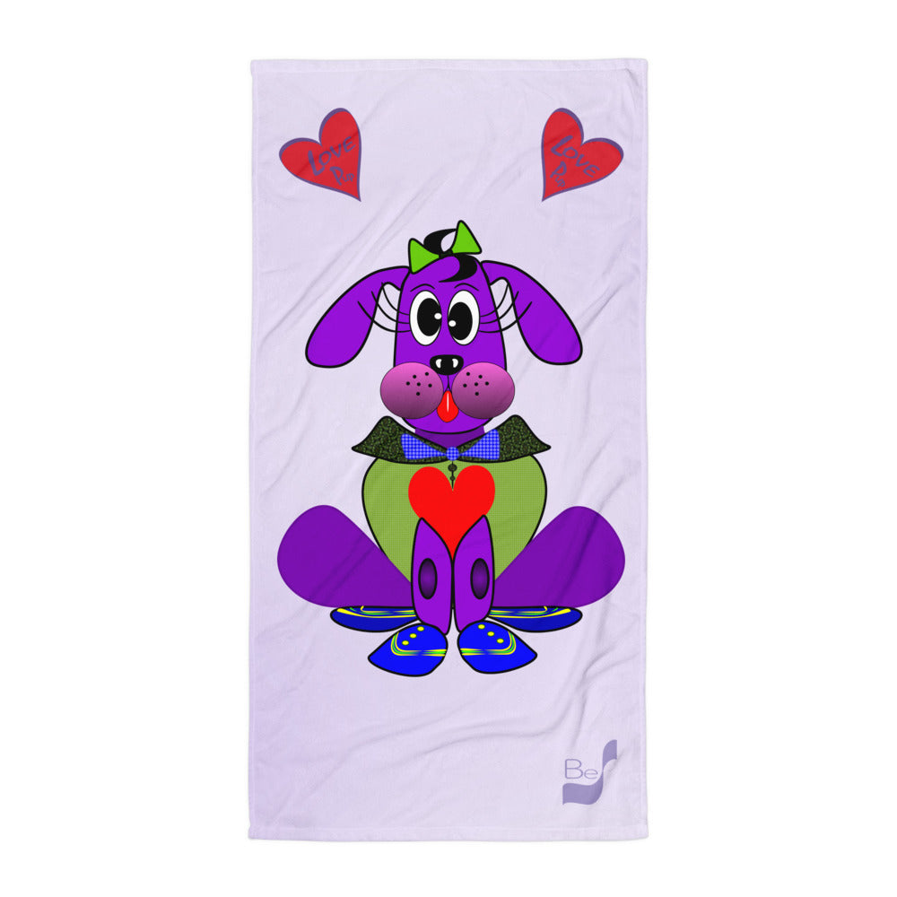 Love Pup 1 Purple BeSculpt Kids Bath/Beach Towel Lavender