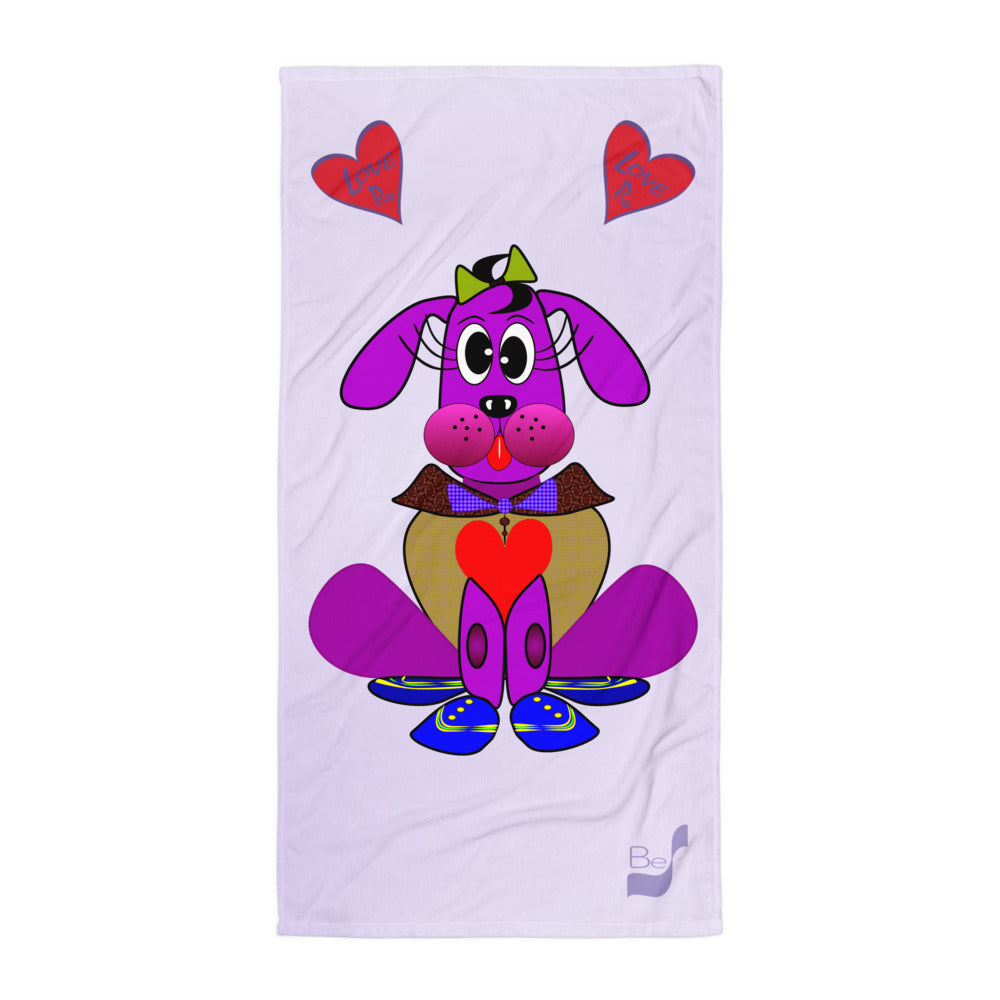 Love Pup 3 Violet BeSculpt Kids Bath/Beach Towel Lavender