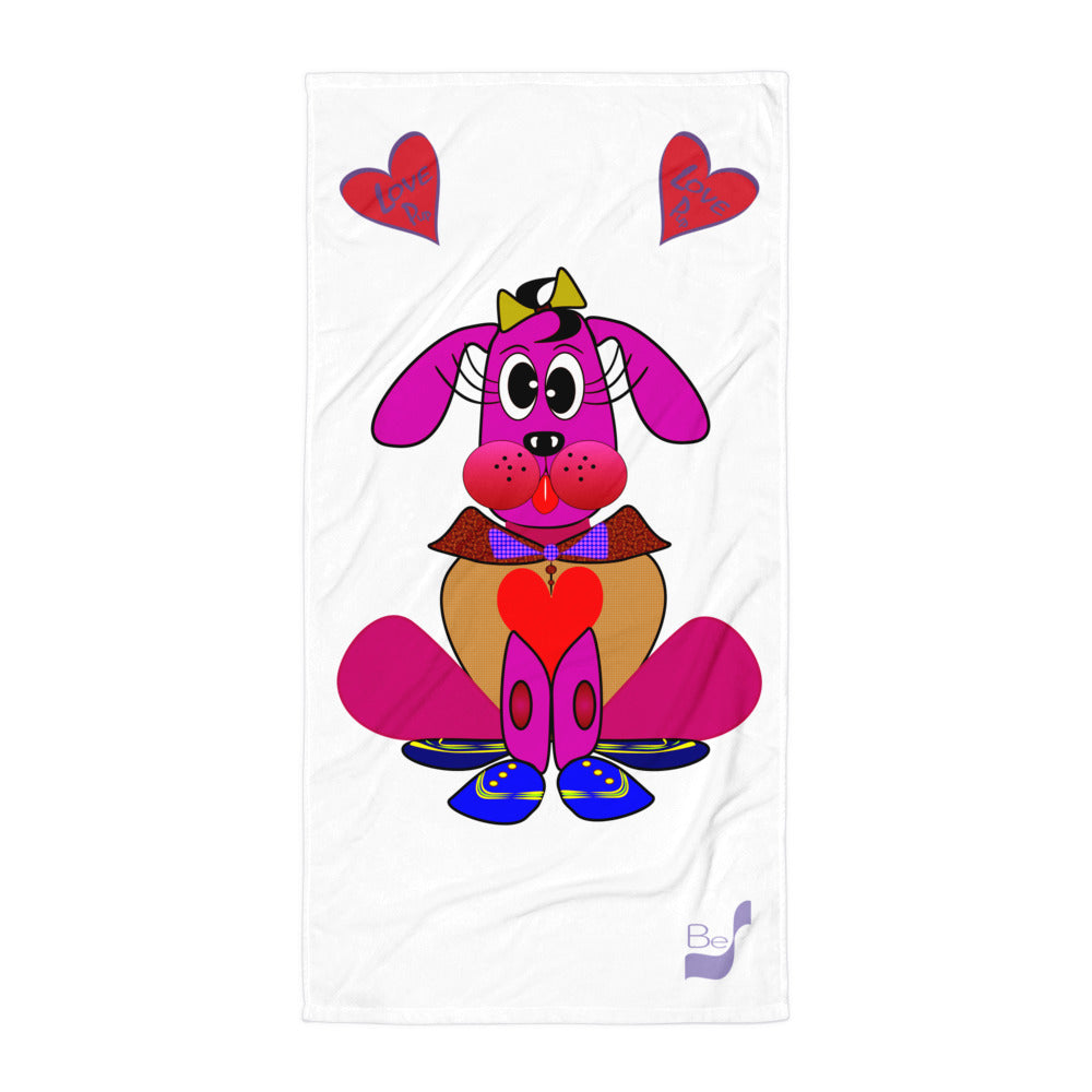 Love Pup 4 Hot Pink BeSculpt Kids Bath/Beach Towel