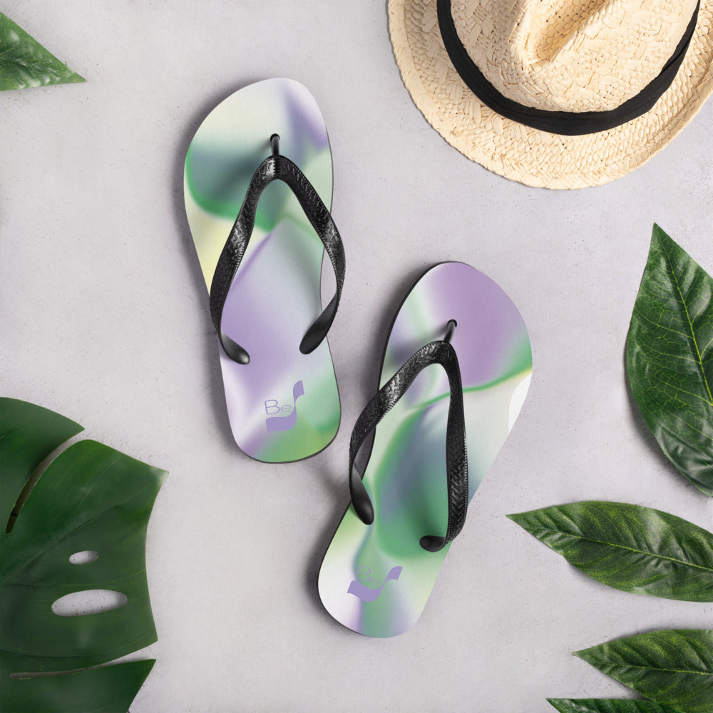 Ribbons Green BeSculpt Unisex Flip-Flops