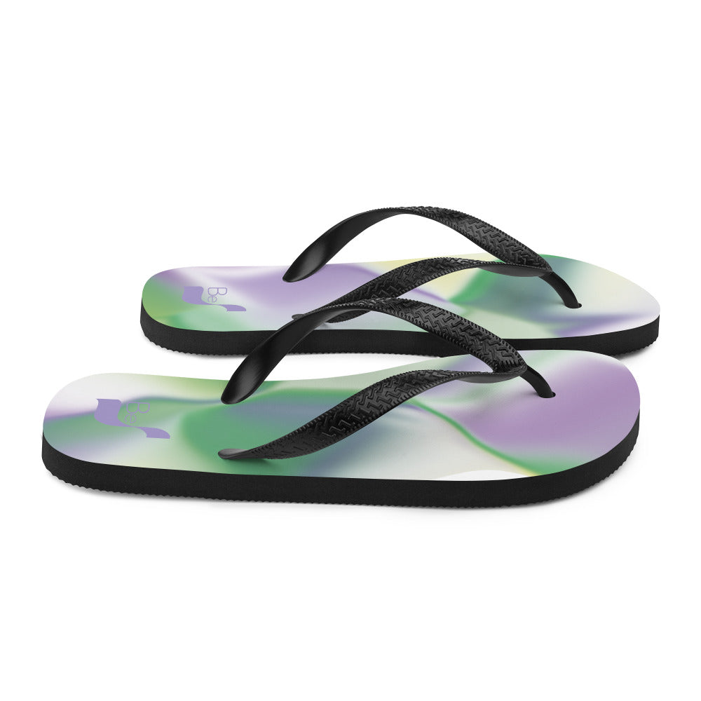 Ribbons Green BeSculpt Unisex Flip-Flops