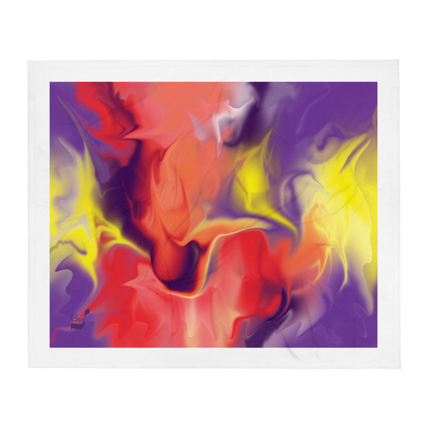 Airless BeSculpt Abstract Art Throw Blanket White Trimmed Reversed Image