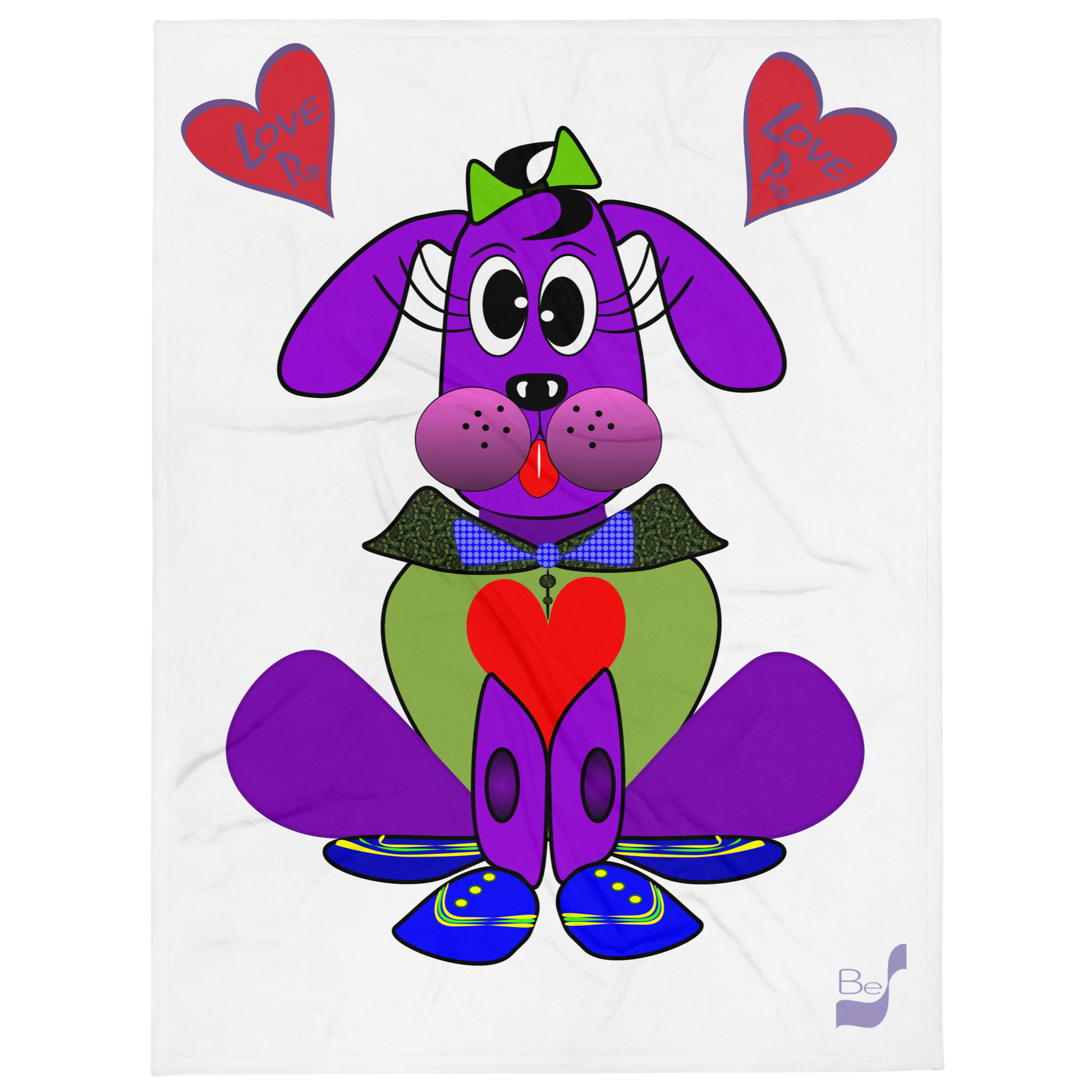 Love Pup 1 Purple BeSculpt Kids Throw Blanket