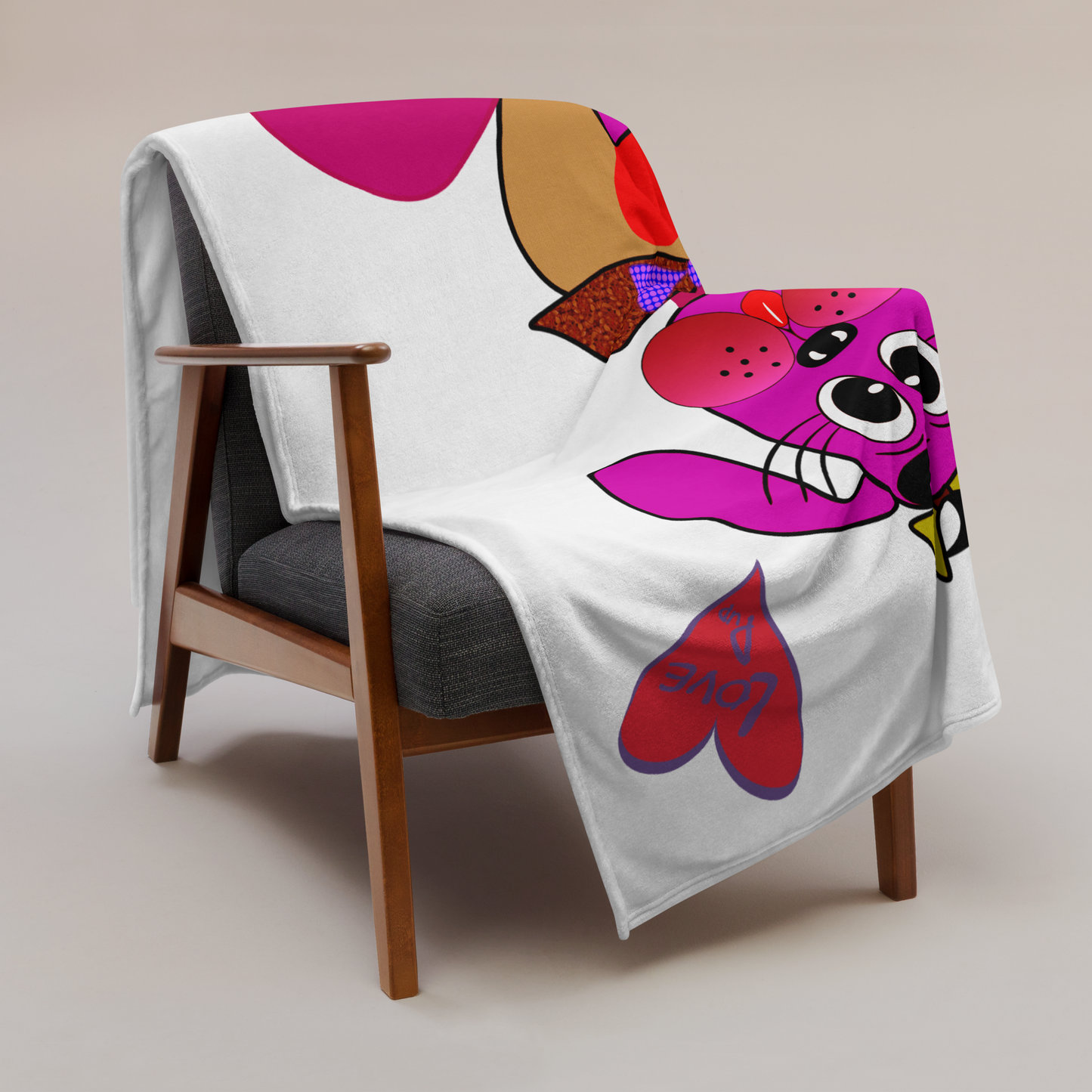 Love Pup 4 Hot Pink BeSculpt Kids Throw Blanket