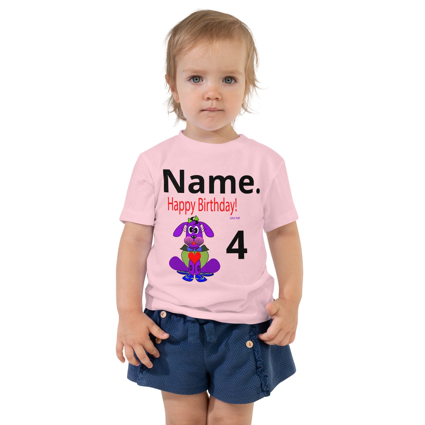 Personalize Love Pup 1 Purple Toddler Tee - Birthday Special! (2T-5T)
