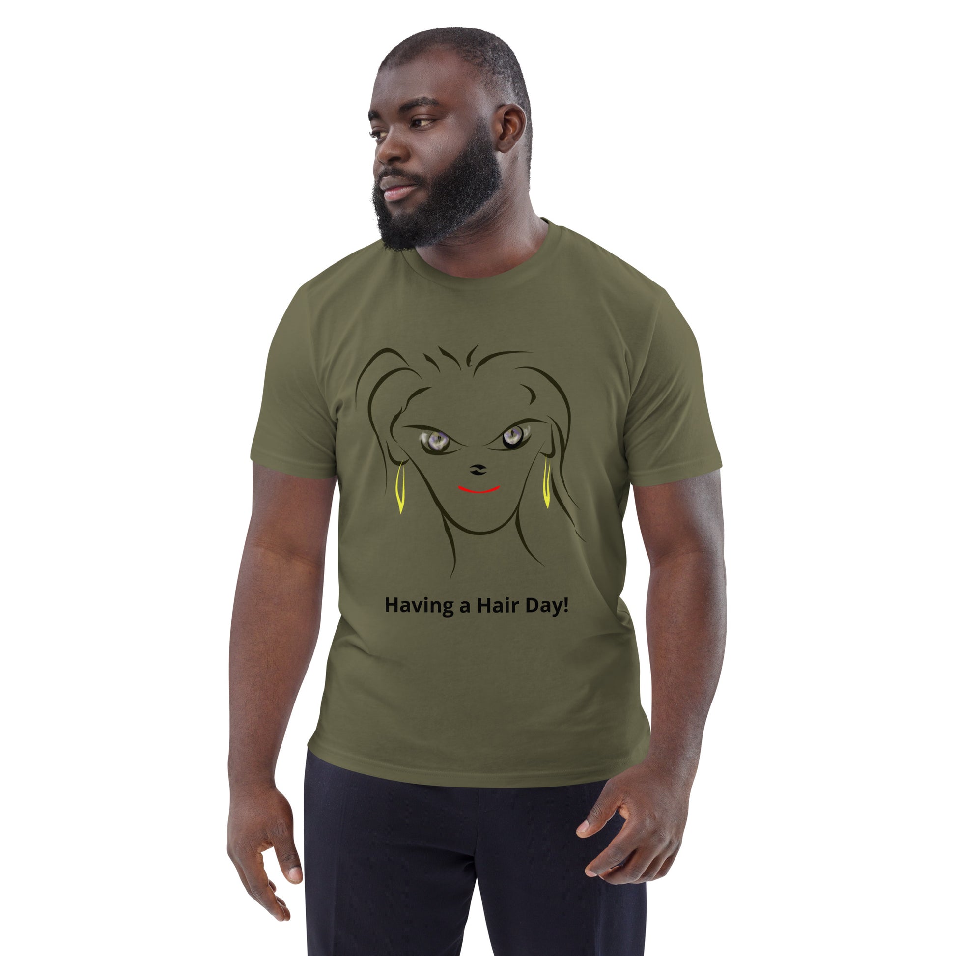 Embrace your individuality and add some fun to your wardrobe with the "Having a Hair Day!" BeSculpt Unisex Organic Cotton T-shirt – because sometimes, it's okay to embrace the chaos and rock that messy hair with pride!