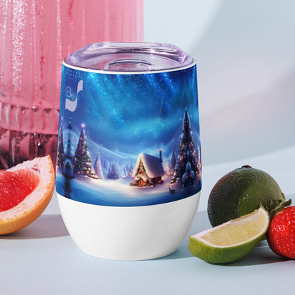 Snowy Cheer BeSculpt Holiday Art Wine Tumbler