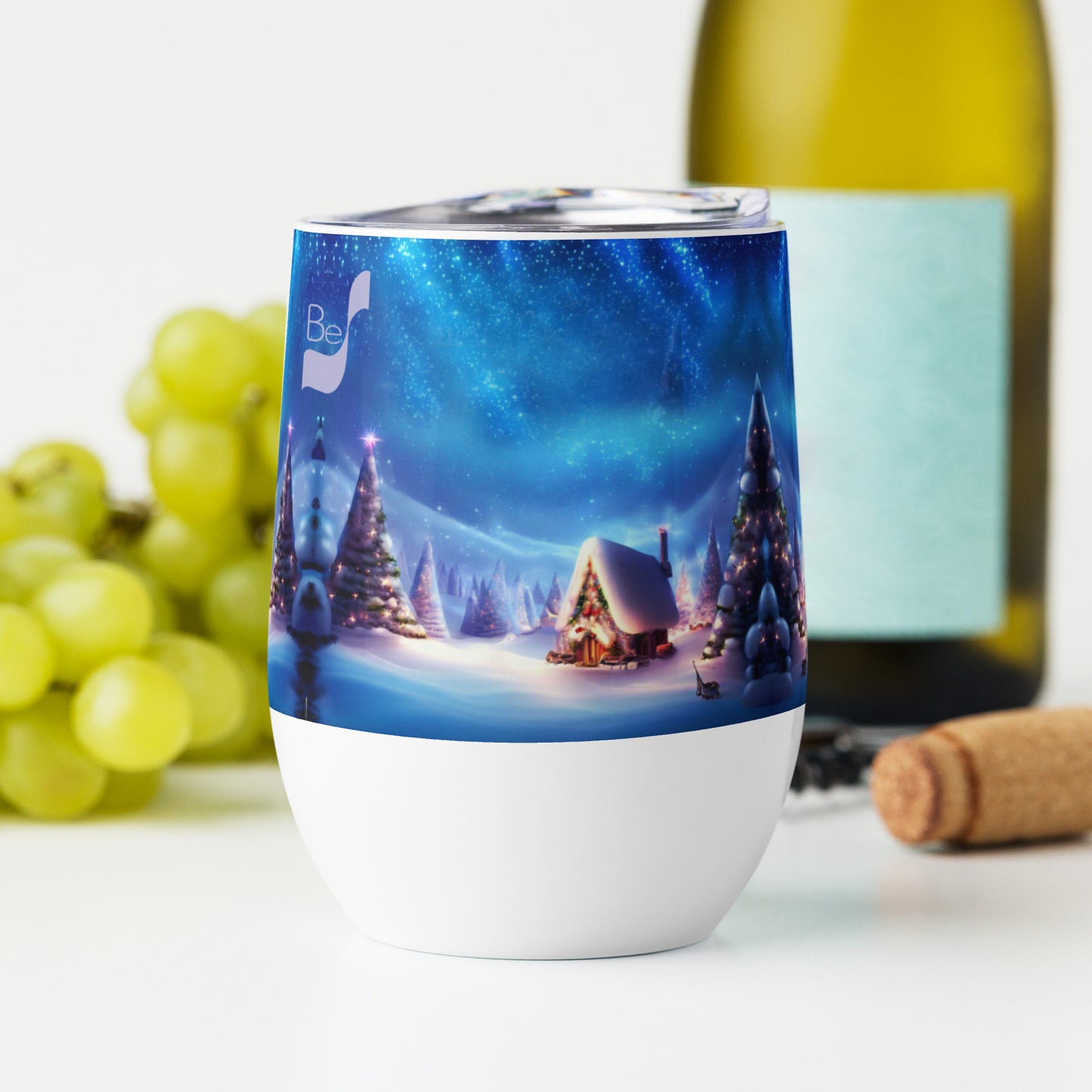 Snowy Cheer BeSculpt Holiday Art Wine Tumbler