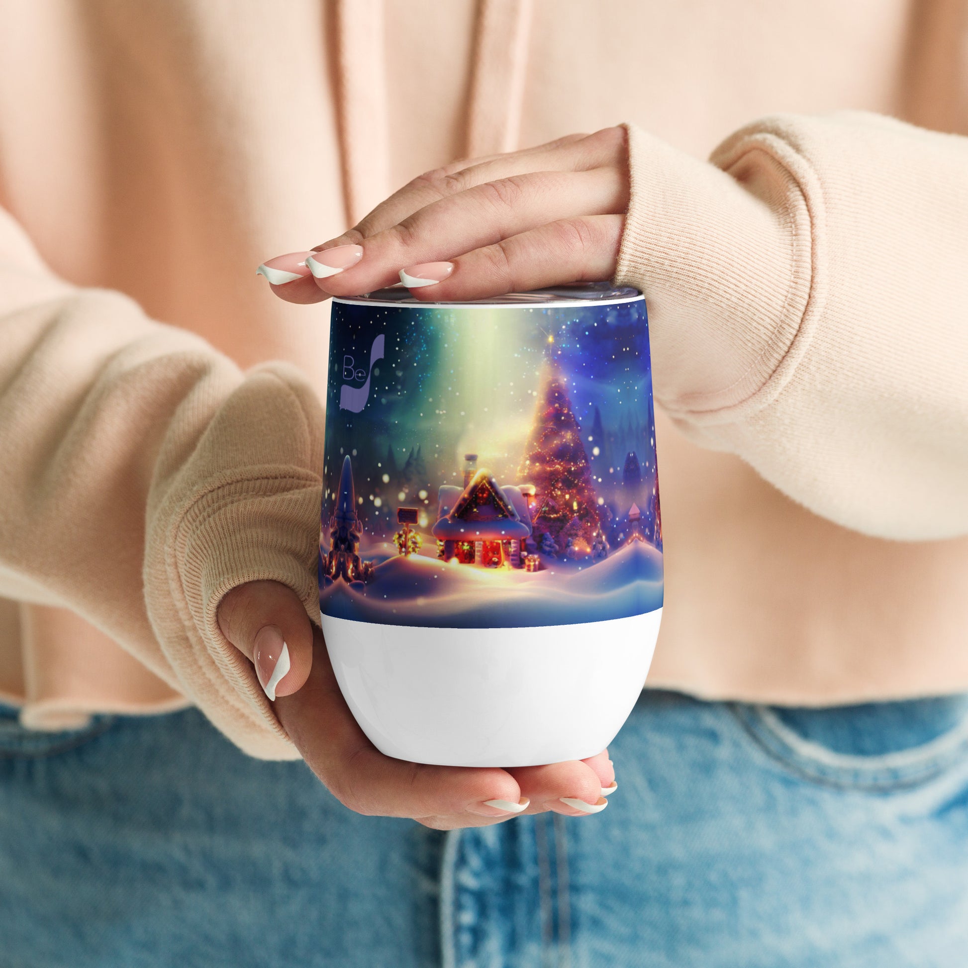 Wonderland BeSculpt Holiday Art Wine Tumbler