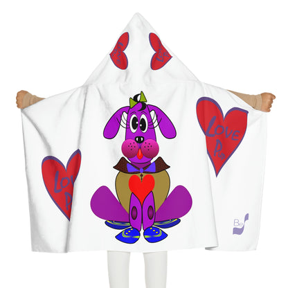 Love Pup 3 Violet BeSculpt Kids Hooded Towel