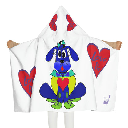 Love Pup 2 Blue BeSculpt Kids Hooded Towel