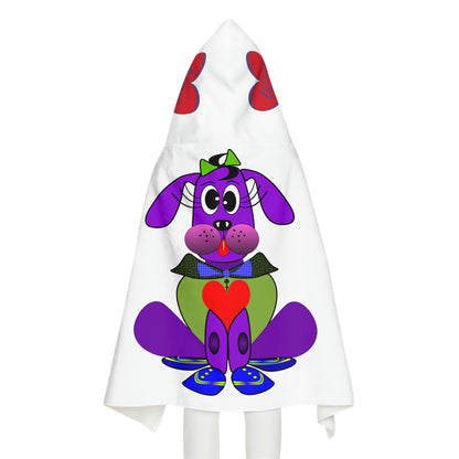 Love Pup 1 Purple BeSculpt Kids Hooded Towel